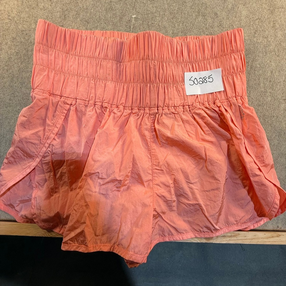 Free People FP Movement The Way Home Shorts Coral Pink High Waisted Athletic LG
